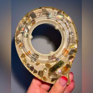 Vintage 1970’s Detroit Souvenir Trivet Lucite Pearl Abalone Trivet